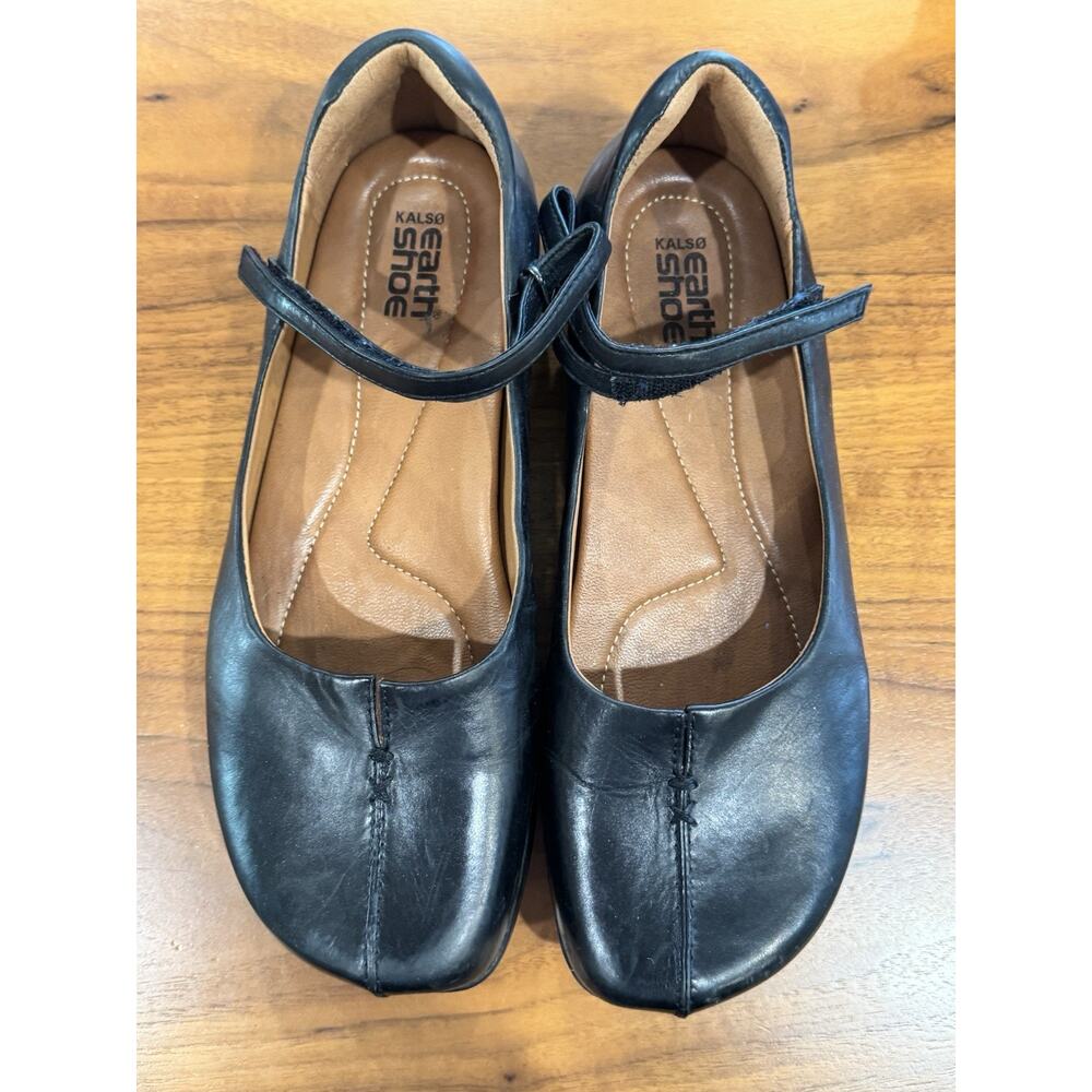 New Kalso Women’s 8.5 Solar Earth Shoes BLACK LEATHER Mary Jane Comfy Chic